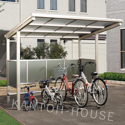 サイクルポート 自転車置き場 屋根 3面囲いタイプ