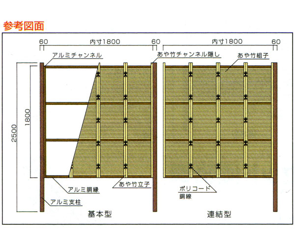 竹垣_H1800 参考寸法