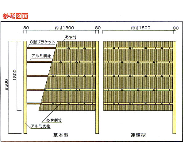 竹垣_H1800 参考寸法